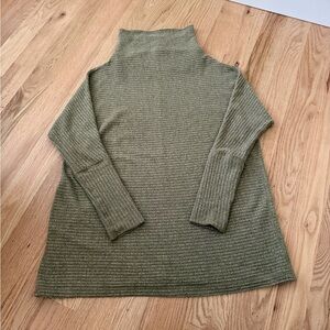 Free People We the Free Kitty Waffle Thermal Knit Tunic Sweater Top Green XS